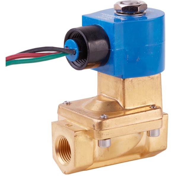 Solenoid Valve, 2-Way, 1/2 in Pipe Size, 120V/60V, 110V/50V, Diaphragm, Pilot Operated, Brass, NBR